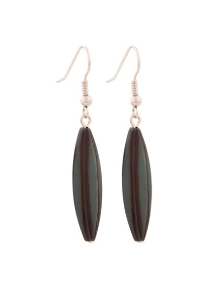 earhook bead fluted olive petrol-colour