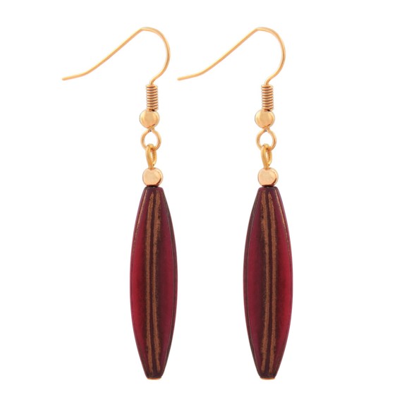 earhooks bead fluted olive dark purple