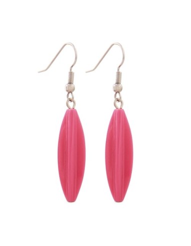 earhooks bead fluted olive pink