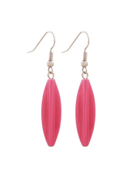 earhooks bead fluted olive pink