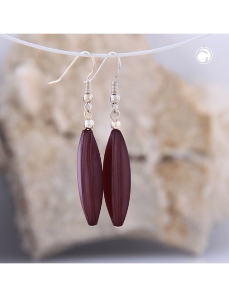 earhook bead fluted olive purple shiny