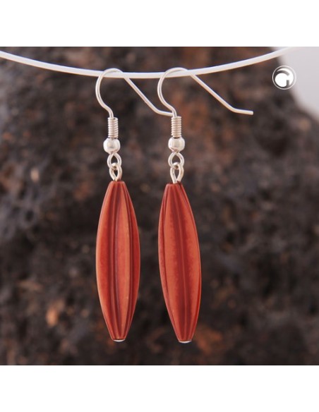 earhooks bead fluted olive orange colour