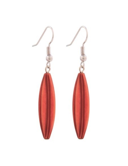 earhooks bead fluted olive orange colour