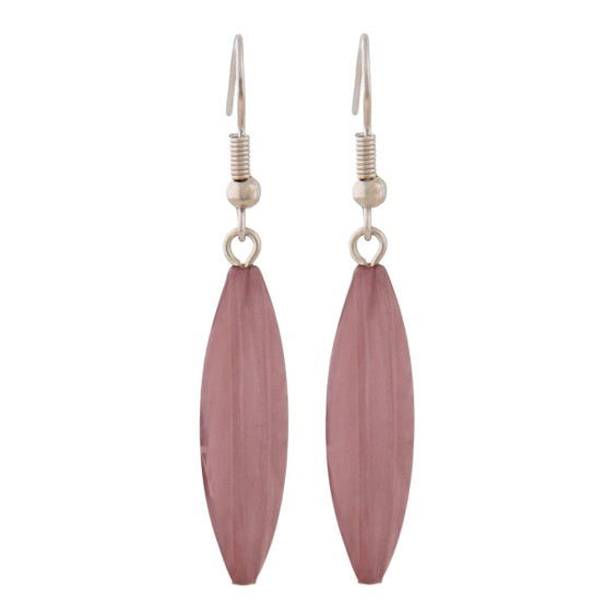 earhooks bead fluted olive purple mixed