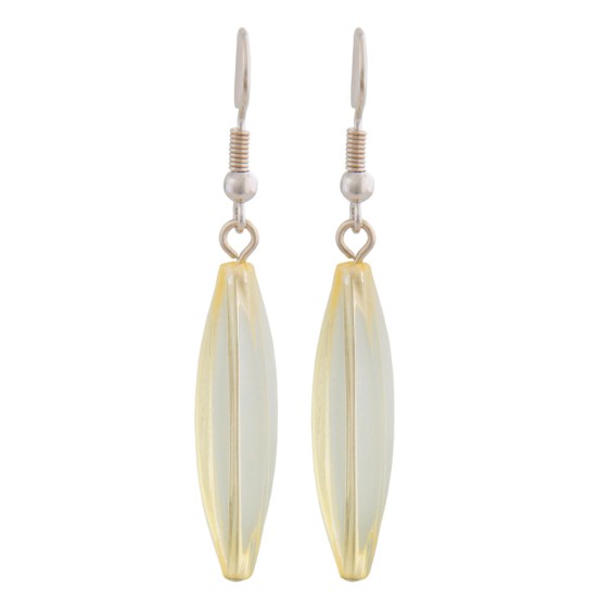 earhooks bead fluted olive yellow clear
