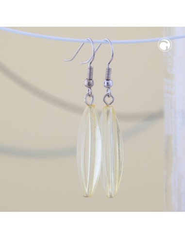 earhooks bead fluted olive yellow clear