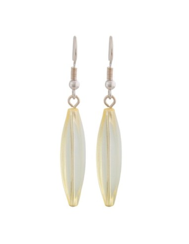 earhooks bead fluted olive yellow clear