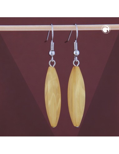 earhooks bead fluted olive yellow mixed