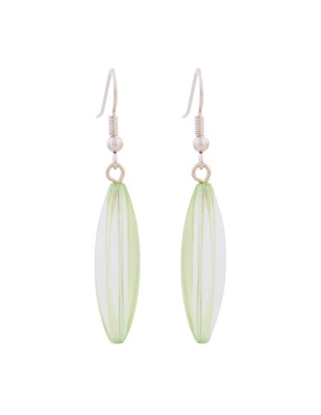 earhook bead fluted olive light green