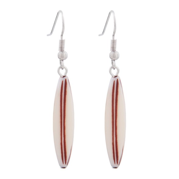 earhook bead fluted olive beige coloured