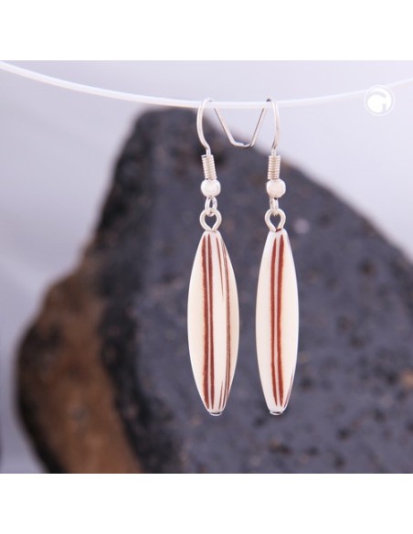 earhook bead fluted olive beige coloured