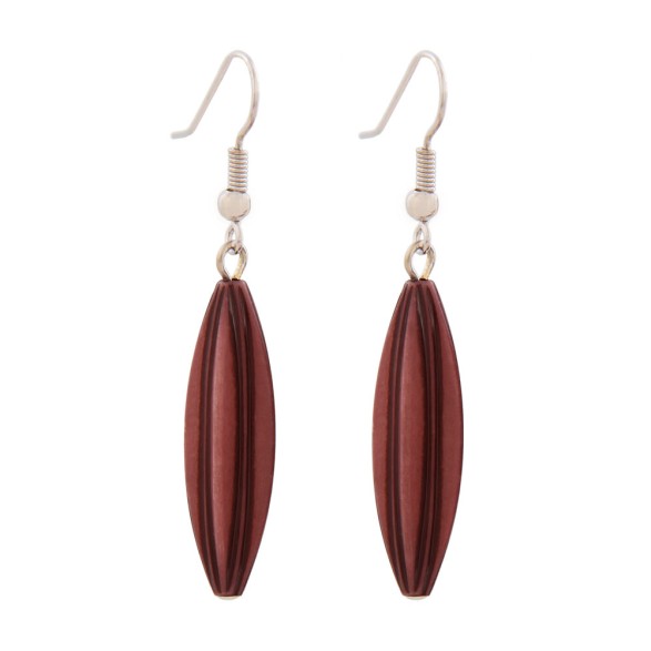 earhook bead fluted olive wine red