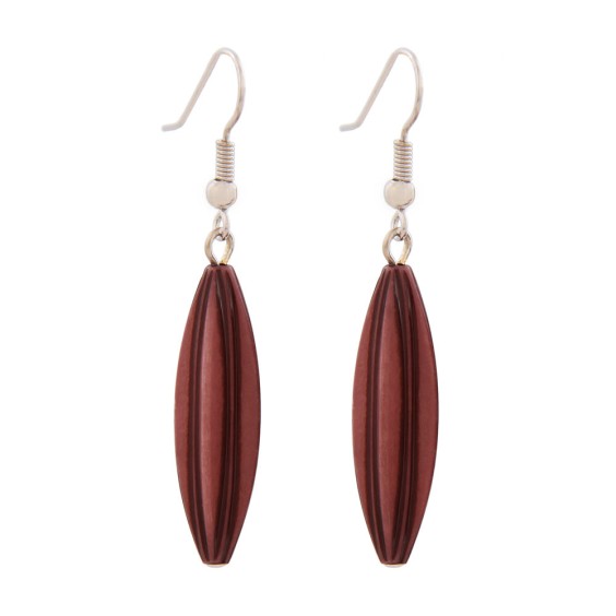 earhook bead fluted olive wine red