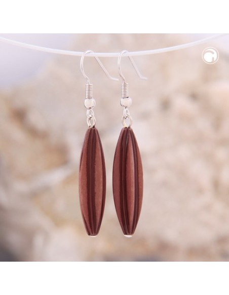 earhook bead fluted olive wine red