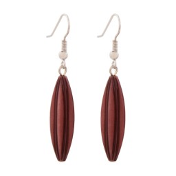 earhook bead fluted olive wine red