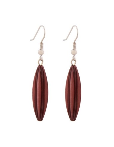 earhook bead fluted olive wine red