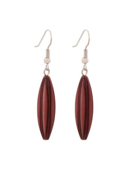 earhook bead fluted olive wine red