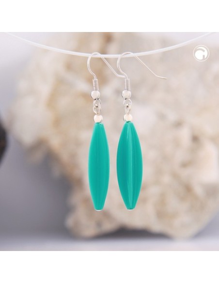 earhook bead fluted olive rich turquoise