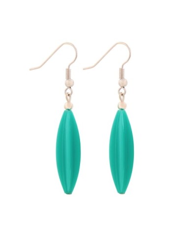 earhook bead fluted olive rich turquoise
