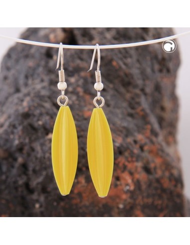 earhook bead fluted olive rich yellow