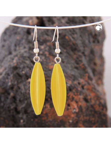 earhook bead fluted olive rich yellow