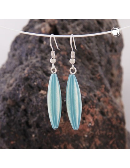 earhook bead fluted olive light blue