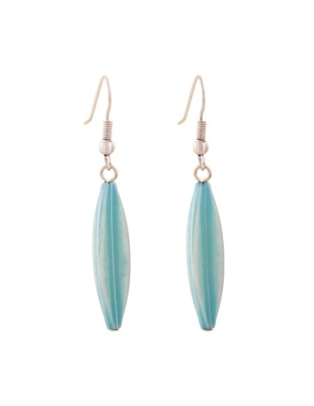 earhook bead fluted olive light blue