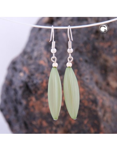 earhook bead fluted olive light blue