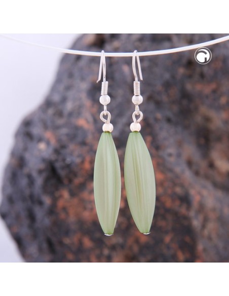 earhook bead fluted olive light blue