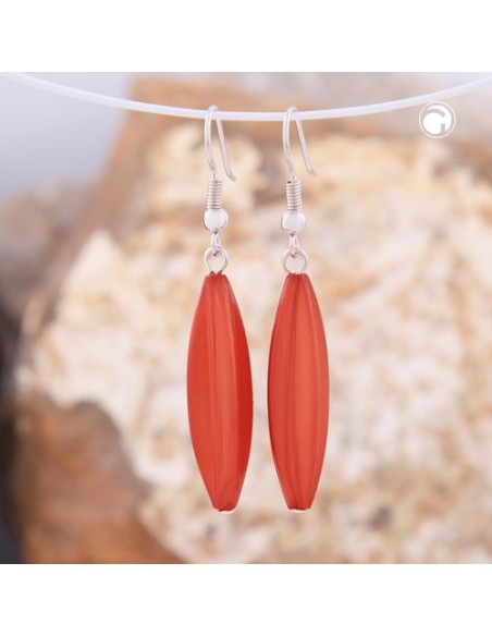 earhook bead fluted olive wine red