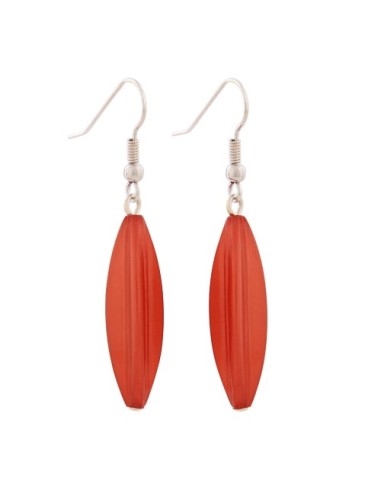 earhook bead fluted olive wine red
