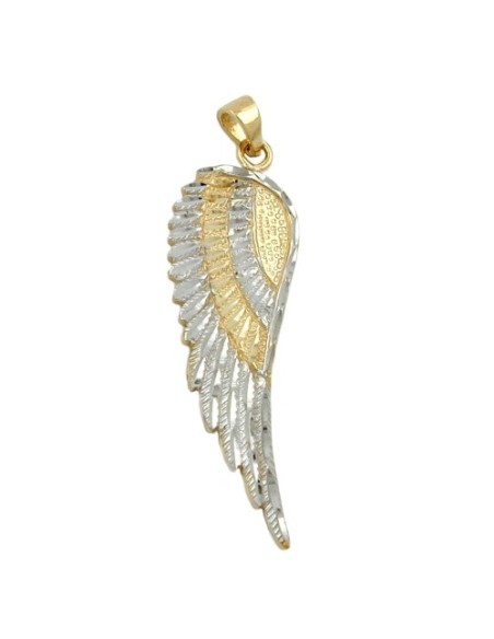 pendant 36x13mm angel wings bicolor 9kt gold