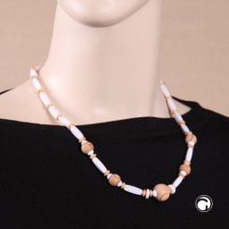 necklace with wooden and plastic beads