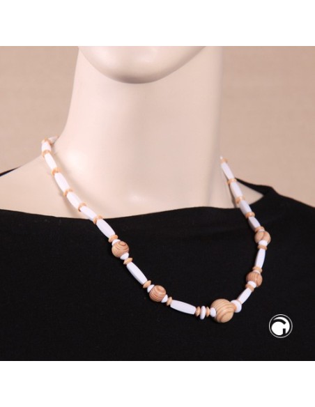 necklace with wooden and plastic beads