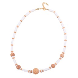 necklace with wooden and plastic beads