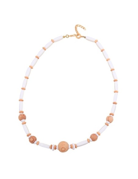 necklace with wooden and plastic beads