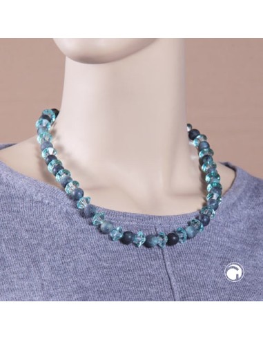 necklace beads turquise matt faceted
