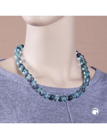 necklace beads turquise matt faceted