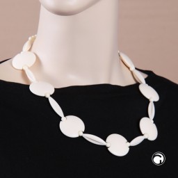 necklace beads disc ivory beige coloured