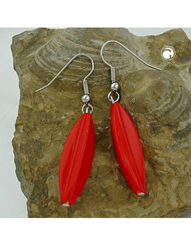 ear hooks grooved olive shiny red