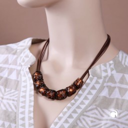 necklace stone bead brown-transparency