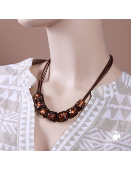 necklace stone bead brown-transparency