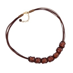 necklace stone bead brown-transparency