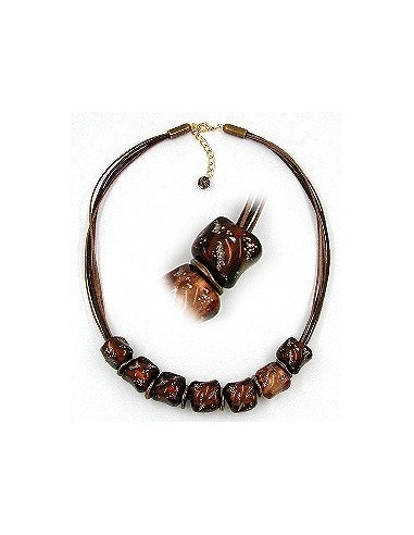 necklace stone bead brown-transparency