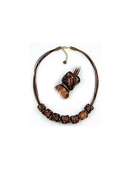 necklace stone bead brown-transparency