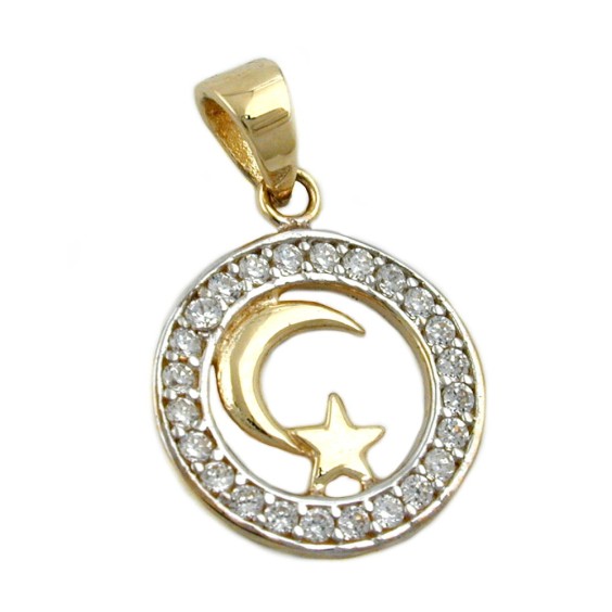 pendant moon/star islamic symbol 9k gold