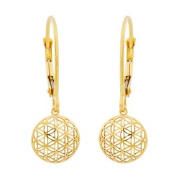 leverback earring flower of life 9k gold