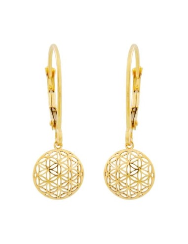 leverback earring flower of life 9k gold