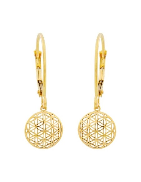 leverback earring flower of life 9k gold
