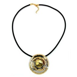 necklace round pendant brown-gold 60cm